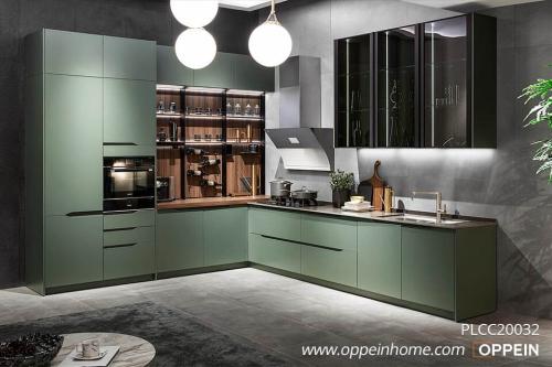 Green-Lacquer-Kitchen-Cabinet-with-Handleless-Design-PLCC20032-1
