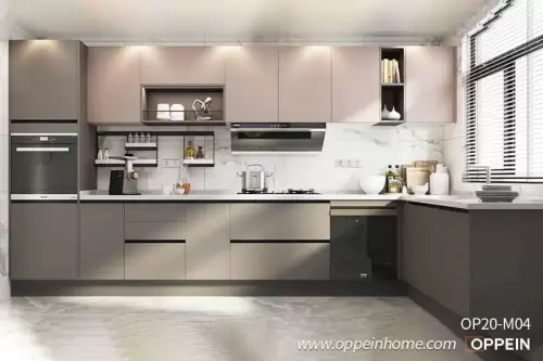 Handleless-Modern-Grey-Melamine-Kitchens-With-Simple-Designs-OP20-M04-1