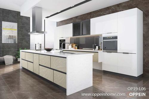 High-Gloss-White-Lacquer-Kitchen-With-Island-OP19-L06-1