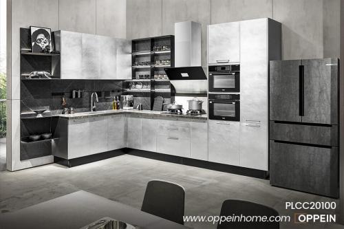 L-shaped-Grey-Metal-Foil-Kitchen-Cabinet-PLCC20100-1